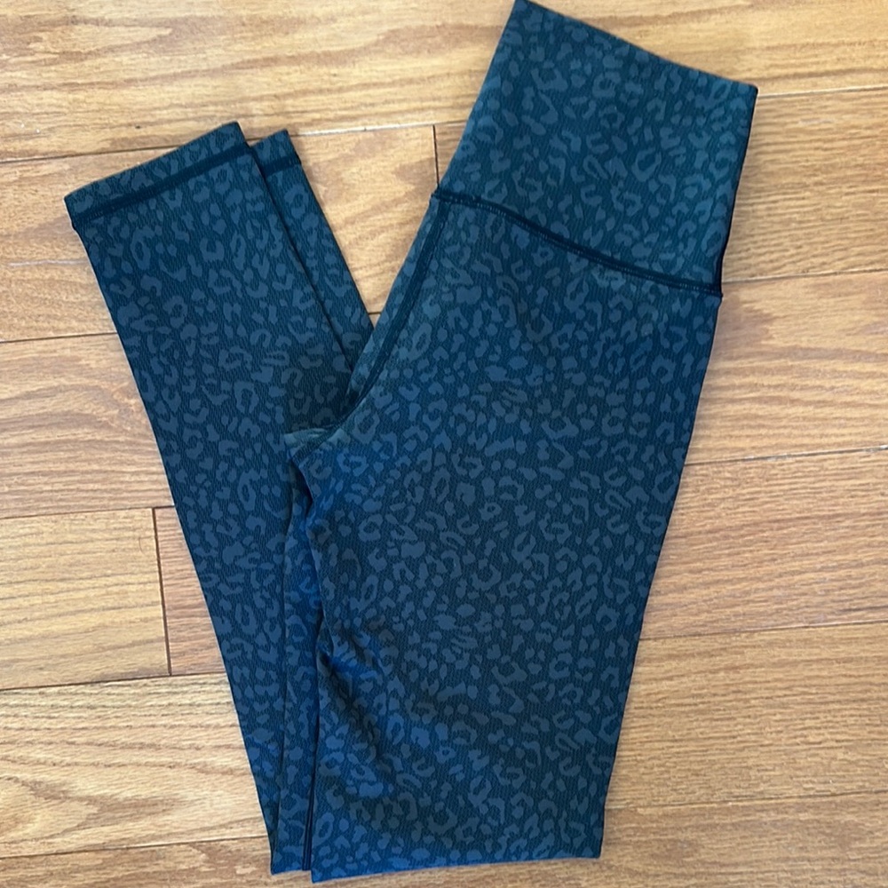 Aerie Green and Black Leggings with High Waistband